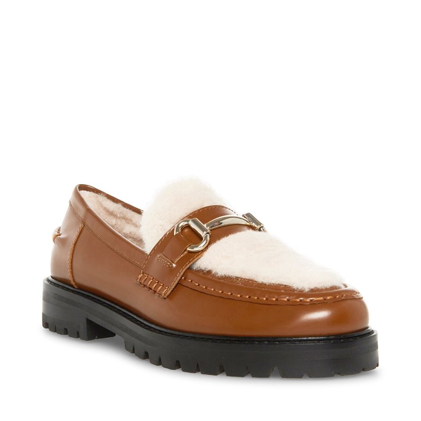 Brown Steve Madden Marianna Leather Women's Loafers | PH 8263LFB